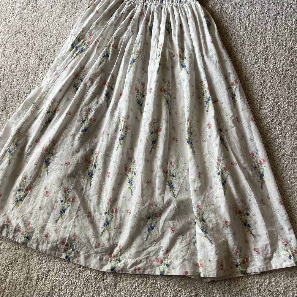 ✨NEW✨ DOEN Quinley Floral Organic Cotton Midi Dress in Painted Bouquet White L - Picture 10 of 14